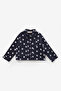 Navy Blue Star Patterned Girl's Gabardine Skirt and Jacket Set - Maria - 3