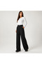 Women's Licra Belt Comfortable Cut Palazzo Pants-Black - 2