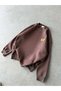  Printed Oversize 3 Thread Crew Neck Sweatshirt Brown - 5