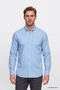 Men's Light Blue Cotton Soft Textured Flannel Slim Fit Slim-Fit Button-Down Collar Shirt