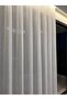 Off-White Glittered Cordone Curtain, Vertical Striped Tulle and 1/3 Dense Pleats