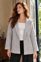 Women's Light Gray Men's Oversize Jacket with Slits on the Collar Sides Arm-26K001009