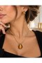 Drop Stone Necklace Earring Set Gold Color Plated Stylish Jewelry Set with Coffee & Color Options - 4