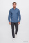 Men's Navy Blue Cotton Soft Textured Flannel Slim Fit Slim Fit Button down Collar Shirt - 3