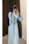 Dress with Flounce Sleeves - 1388 - Baby Blue - 3