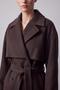 Short Cashmere Coat with Sleeve Cuff Detail Brown 32542 - 2