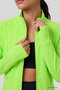 Neon Yellow Zippered Stand Collar Basic Comfortable Fit Women's Running Jacket - 97310 - 5