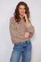 Oversize Bat Sleeve Striped Knitted Blouse Camel-Brown - 3
