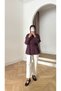Women's Front-Seamed and Buttoned Waist-Tied Hijab Modal Shirt - Plum - 7