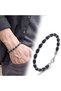 💎   Premium Shiny and Stylish Barley Black Onyx&White Hematite Stone 316L Steel Bracelet 31832B10D12 (23 cm)