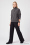 Dark Gray Stand Collar Zippered Comfortable Fit Women's Sweatshirt - 97314 - 2