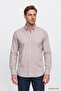 Men's Beige Cotton Soft Textured Flannel Slim Fit Slim Fit Button down Collar Shirt
