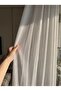 Striped Armur Textured Glittered Tight Pleated Tulle Curtain, Off-White 1/3 Pleat