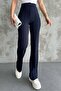 High Waist Gathering Effect Spanish Flared Crepe Trousers