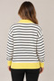 Women's Polo Collar Zippered Striped Knit Sweater - 3
