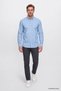 Men's Light Blue Cotton Soft Textured Flannel Slim Fit Slim-Fit Button-Down Collar Shirt - 3