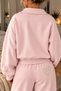 Women's Pink Stand Collar Embroidery Detailed 3-Thread Sweatshirt - 4