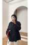 Women's Front-Seamed and Buttoned Waist-Tied Hijab Modal Shirt - Navy Blue - 5