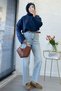 Premium Belted Carrot Cut Mom Jean Pants - Light Blue - 7