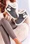 Women's Gray Pompom Detailed Comfortable Plush Home Boots, Slippers - 3