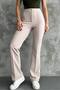 High Waist Gathering Effect Spanish Flared Crepe Trousers