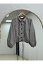 Gülbeden Hakim Collar Elastic Striped Jacket-Nl1044 Brown - 2