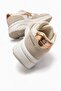 Star Stone Laced Leather Sports Shoes; Beige - 5