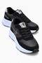 Star Stone Laced Leather Sports Shoes; Black and White