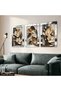 Textured Appearance Gold Leafed White Flower 3 Piece Plexi Mirrored Table - 2