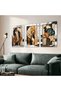 Colorful Feather Leaf and Elegant Flower in Vase 3-Piece Plexi Mirrored Table - 2