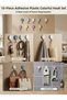 Set of 10 Plastic Self-Adhesive Colorful Wall Hangers Multi-Purpose Hooks - 3