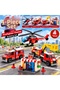 4-Piece Firefighter Themed Building Set Helicopter Fire Truck Rescue Vehicle and Fire Station - 2