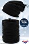 Winter Black Fleece 2-Piece Set Convertible Drawstring Neck Collar Outdoor Cold Weather Protector