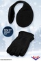 Winter Black Fleece 2-Piece Set Neck-Type Ear Muffs + Fingerless Cut Gloves Outdoor Cold Weather Protector