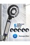 Black Filtered Shower Head with 5 Different Water Flows, Massage Effect, Chlorine and Limescale Filtering