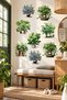 30X30 cm Potted Flower Plant Wall Sticker Set 8 Pieces Decorative Laser Cut - 4