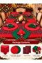 27 Piece Christmas Tableware Set – Red Tablecloth, 2 Plaid Runners, 12 Doilies and 12 Napkins - 6