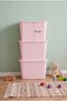 3 Pieces of Ultra Large 24 Liter 40X30X30 cm Polypropylene Plastic Organizer with Pink Lid - 3-Piece Toy Box and Storage Basket - 2