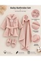 100% Cotton Ecru Flower-Patterned Baby Girl Bathrobe Set / Premium Quality Baby Girl Bathrobe Set / Gift Newborn Bathrobe Set - 3