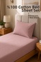 Single Cotton Combed Breathable Fabric Elastic Bed Sheet 1 Piece Pillowcase Gift Powder