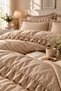 Milky Brown Polka Dot Ruffled Duvet Cover Set |   Soft Textured |   Double Person |   Stylish Bedroom Set (Without Sheets) - 2