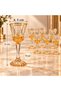 Set of 6 Glass Coffee Water Glasses with Footed Base 75 ml Gold Gilded Amber Yellow/Pink/Blue Liquor Glass Presentation Glass Set - 2