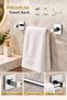 Chrome Long Towel Holder Adhesive Open Toilet Paper Holder Solo Roll Paper Holder 3-Piece Bathroom Accessory Set - 2