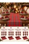 Plaid Christmas Runner and Set of 6 Red Napkins – 40X220 cm Christmas Table Decoration - 2