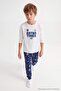 Navy Blue 100% Cotton Boys' Pajama Set Tkdaw27Pt00036 - 3