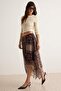 Ethnic Patterned Low-Waisted Asymmetrical Midi Chiffon Skirt Twoaw27Et00057 - 3