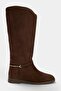 Dark Brown Women's Block Heeled Boots with Accessory Detail Takaw27Cz00012 - 4