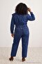 Indigo Stitching Detailed Denim Jumpsuit Tbbaw27Bg00001 - 4