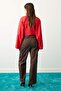 Limited Edition Kahverengi Cepli Dokuma Pantolon TWOAW27PL00077 - 5
