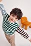 Green 100% Cotton Thick Boys' Striped Knitted Sweatshirt Tkdaw27Sw00063 - 2